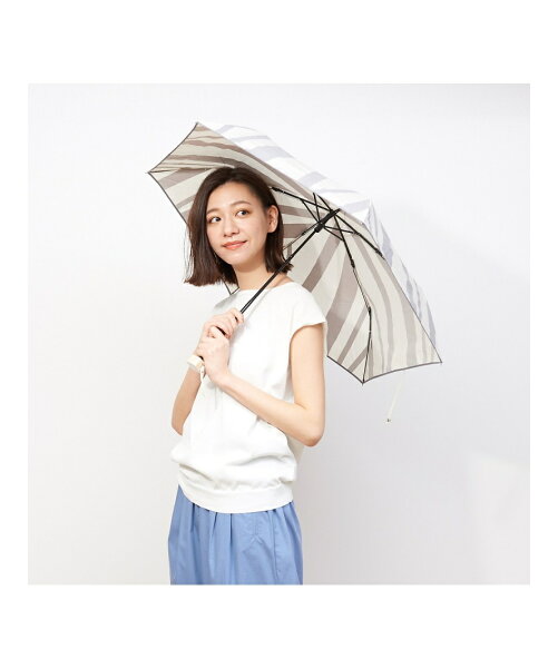 【晴雨兼用】UVカット ストライプ柄 折りたたみ傘